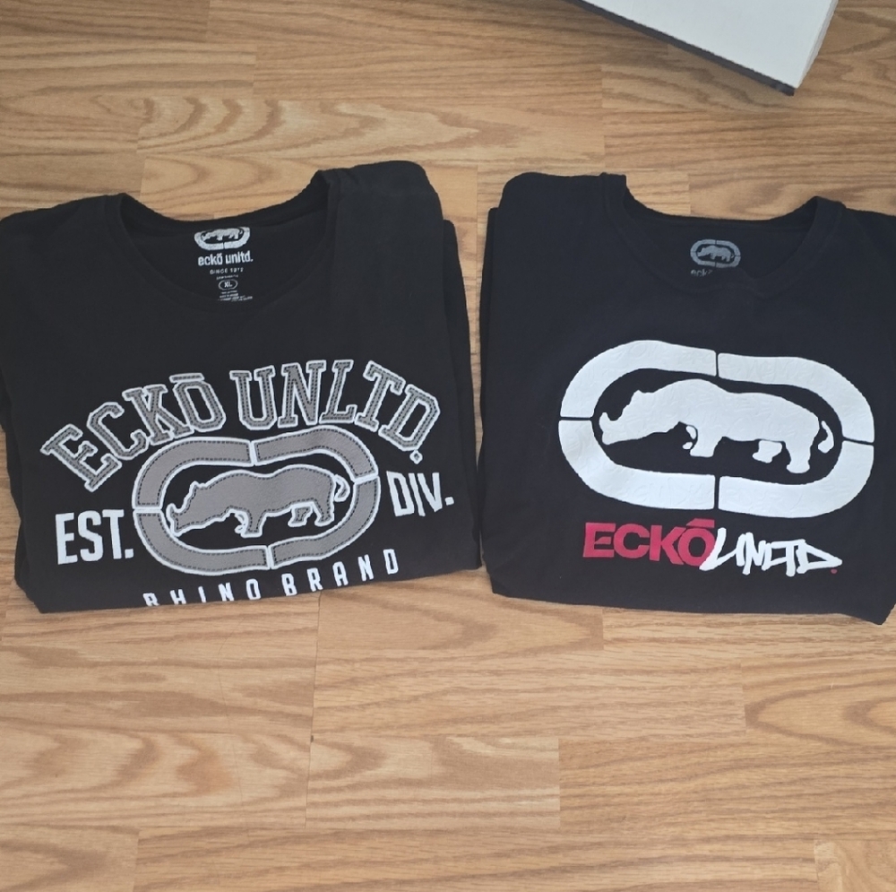 Ecko Unlimited Black and Gray Graphic Tees